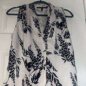 White House Black Market Sleeveless black and white floral top